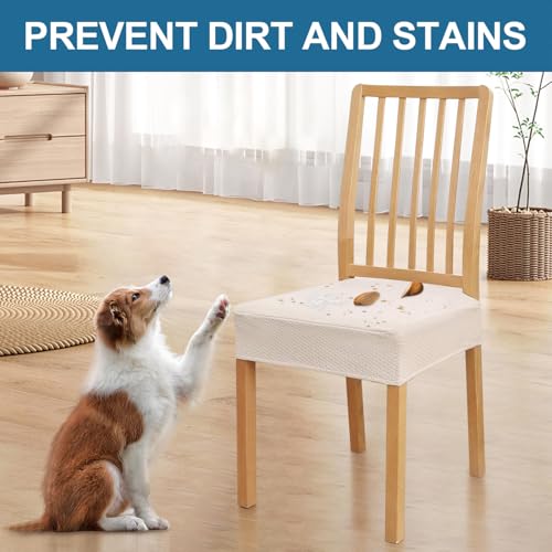 Smiry Waterproof Seat Covers for Dining Room Chairs, Set of 2 - color: Beige, size: Set of 2