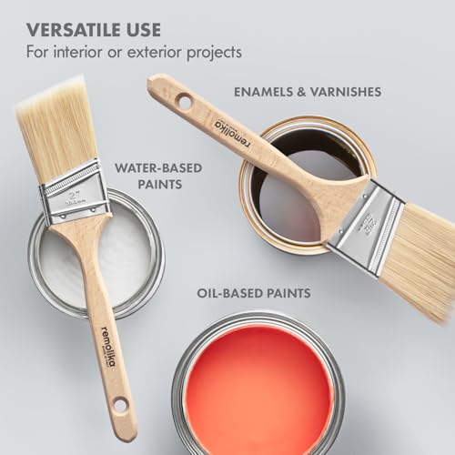 2 - Pack Premium Paint Brushes - 2 and 2.5 Inches Angle Sash Paint Brushes - Made in Italy - Premium Quality Synthetic Bristle Paint Brush Set - Ideal for Professionals and Homeowners - size: 2 Pack ( 2" Angle, 2.5"Angle)
