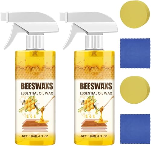 Beeswax Wood Polish Spray, Beeswax Essential Oil Wax, Deep Restore Furniture Cleaner for Cabinets, Multi-Purpose Furniture Wood Polish, Wood Cleaner Repairing and Care Spray (2PCS*120ML) - color: 2PCS