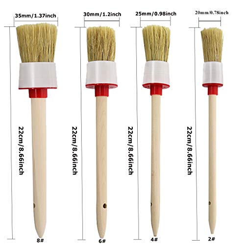 Natural Bristle Chalk Paint Wax Brush Wood Handle Round Paint Brushes for Paint Oil Watercolor Paints Waxing Brushes,Furniture, DIY Art Crafts(7PACK)
