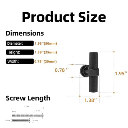 20 Pack Cabinet knurled Knobs Matte Black Kitchen Cabinet Knobs Aluminum and Zinc Alloy Drawer Pulls Solid Cabinet Hardware - color: Matte Black, size: 1.38'' Diameter(35mm)