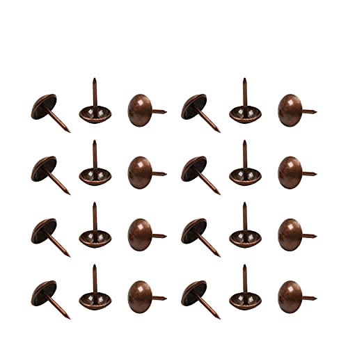 Aicosineg Antique Upholstery Nails Tacks 0.43" Head Dia Metal Round Thumb Push Pins, for Cork Board Furniture Decorative Headboards Sofa Chair Hardware Red Patina Tone 130pcs - color: 11*17*3.6mm 130pcs