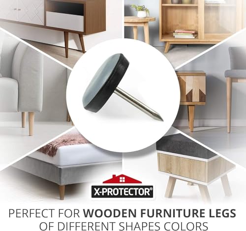 Chair Glides X-Protector –1" Furniture Glides 24 pc – Nail-on Chair Sliders - size: 1" 24 PCS Grey