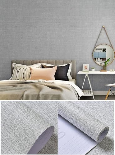 Gray Grasscloth Peel and Stick Wallpaper Self Adhesive 17.8"x118"