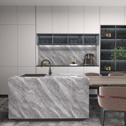 BAYYA Grey Marble Contact Paper Peel and Stick Countertops for Kitchen - size: 16" x 197"