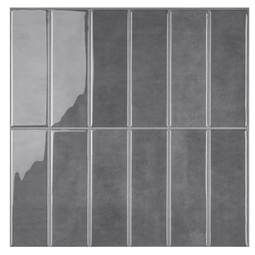 Peel and Stick Tile，New Upgrade Thicker Design Self Adhesive 12" x 12" Large Premium Peel and Stick Backsplash for Kitchen (Grey). - color: Grey