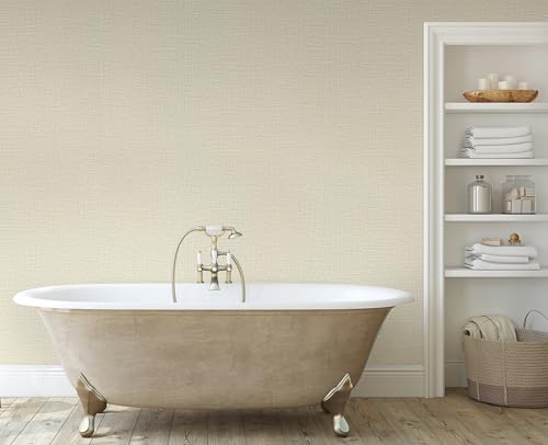 Guvana Grasscloth Peel and Stick Wallpaper Cream Textured Contact Paper Modern Removable Self Adhesive Wall Paper Thicken Fabric Faux Linen Wallpaper for Bathroom Wall Covering Vinyl 78.7inx15.7in - color: Ceam, size: 15.7" x 78.7"