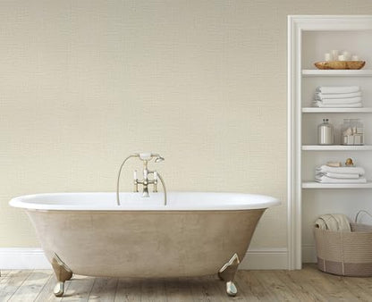 Guvana Grasscloth Peel and Stick Wallpaper Cream Textured Contact Paper Modern Removable Self Adhesive Wall Paper Thicken Fabric Faux Linen Wallpaper for Bathroom Wall Covering Vinyl 394inx15.7in - color: Ceam, size: 15.7" x 394"