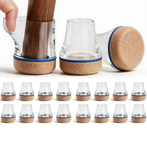 Chair Leg Floor Protectors for Hardwood Floors, Triple-Layer Design Silicone Chair Leg Caps, 3X Noise Reduction & 3X Anti-Scratch, Premium Durable Protectors for Dining Chairs (16pcs Fit 1.1"-1.5") - color: 16pcs Clear, size: Round-L (1.1-1.5inch)