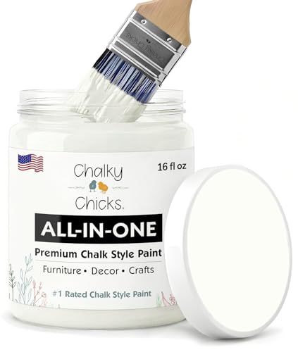 Chalky Chicks Buttermilk 16 Fl Oz Chalk Paint for Furniture All in One - color: Buttermilk (White), size: 16 Fl Oz (Pack of 1)