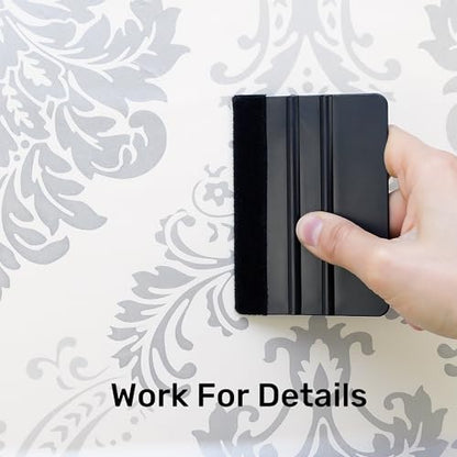 CARTINTS Plastic Squeegee Kit for Vinyl Wrap Window Tint Wallpaper Tools, 8.3IN+4IN Felt Squeegee and Precision Art Knife & 5Pcs Blades Replacement - color: Black