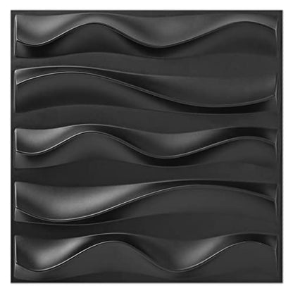 Art3dwallpanels 33 Pack 3D Wall Panels, Black PVC - color: Wave Black