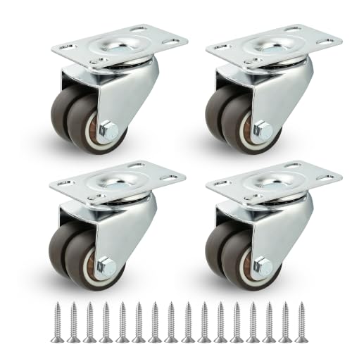 Mooche 1.5Inch Swivel Casters Set of 4, 360° Swivel Caster Wheels - color: Two-wheel No Brakes