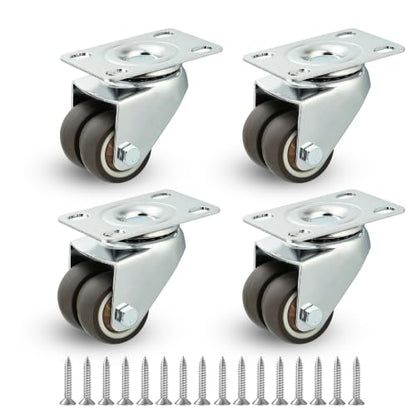 Mooche 1.5Inch Swivel Casters Set of 4, 360° Swivel Caster Wheels - color: Two-wheel No Brakes