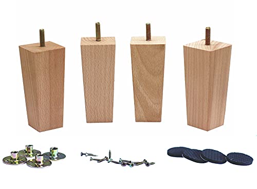 WEICHUAN 5.5 Inch Solid Beech Wood Furniture Sofa Couch Legs Set of 4 - color: Straight- Set of 4, size: 5.5"