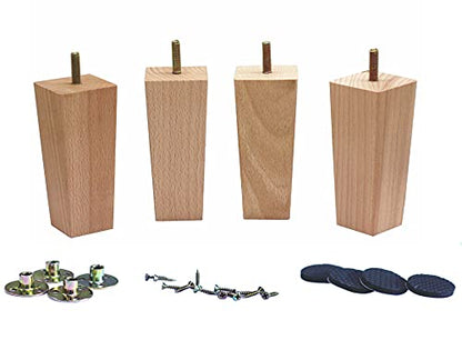 WEICHUAN 5.5 Inch Solid Beech Wood Furniture Sofa Couch Legs Set of 4 - color: Straight- Set of 4, size: 5.5"
