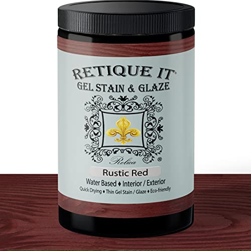 Water-Based Gel Stains by Retique It, 84 Rustic Red, 32oz Stain - color: 84 Rustic Red, size: 32oz Stain