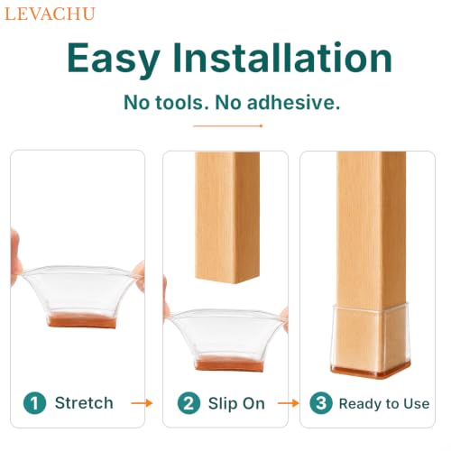 24 Pack Chair Leg Floor Protectors, Chair Leg Caps Square L - size: Square L