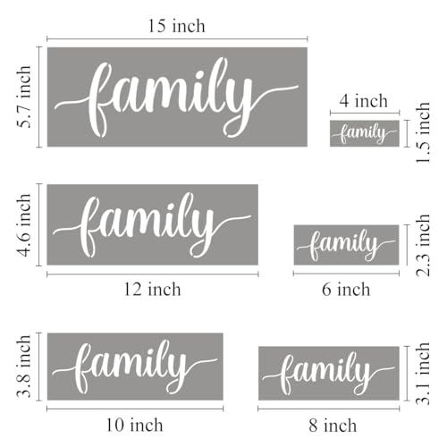 Large Family Stencils for Painting - 6 Pack Family Stencil Templates for Painting on Wood, Reusable Letter Stencils for Chalkboard Wood Crafts Signs & Home Front Door Mat Decorations - style: Family