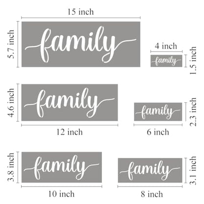 Large Family Stencils for Painting - 6 Pack Family Stencil Templates for Painting on Wood, Reusable Letter Stencils for Chalkboard Wood Crafts Signs & Home Front Door Mat Decorations - style: Family