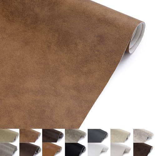 Faux Leather Vinyl Upholstery Fabric by The Yard 1.3mm Thicken 15 Yards - color: Wheat, size: 15 Yards