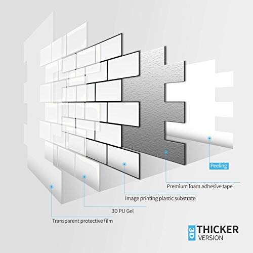 Art3d 10-Pack Subway Tiles Peel and Stick Backsplash, White, 12 x 12 Inch - color: White With Black Grout