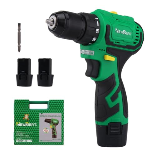 12V Brushless Cordless Drill Set, 3/8" Ratcheting Chuck, 35N.m - color: Green 12v Brushless