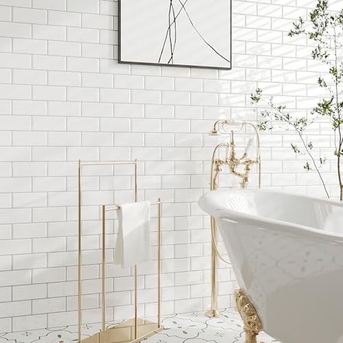 VEELIKE Peel and Stick Backsplash Tiles 12x12 Inch White Subway Tile Wall Stickers for Kitchen Waterproof Self Adhesive Vinyl Tiles for Bathroom Backsplash Stick on Back Splash for Stove 6 Sheets - size: Box of 6 Tiles