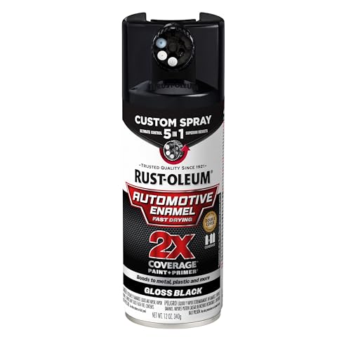 Rust-Oleum 2X Automotive Enamel 5-in-1 Spray Paint, Gloss Black - color: Gloss Black, size: 12 Ounce (Pack of 1)