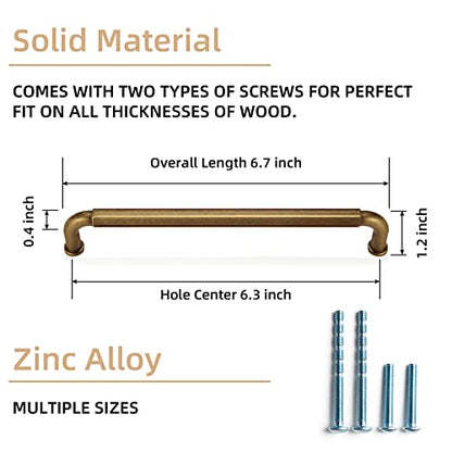 Goo-Ki 6 Pack 6-1/4 Inch （160mm） Hole Center Cabinet Pulls Antique Brass Zinc Alloy Kitchen Drawer Pulls Drawer Handles 6.7 Inch Length 2201-GT-160 - color: Antique Brass, size: 6-1/4 inch Hole Centers