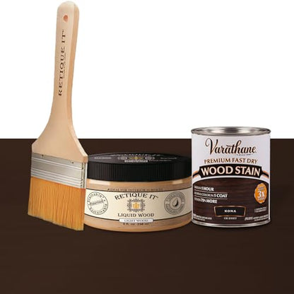 Retique It Liquid Gel Stain & Wood Stain Perfect Companion to Chalk Furniture, Milk Paint & Cabinet Beyond Faux Wood Look Paint, 15 Kona, 8 Fluid Ounces (Model: Liquid Wood for Gel Stain & Wood Stain) - color: 15 Kona