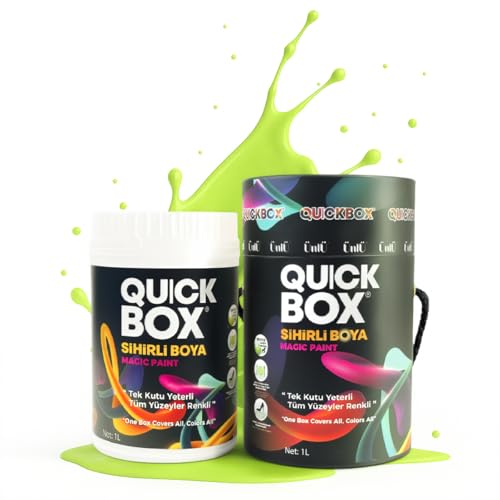 QUICKBOX® Cabinet Paint for Kitchen Cabinets & Furniture, Paint and Primer in One, No Sanding Required, Water-Based, Silk Matte Finish, Low VOC, 33.8 Fl Oz (1 Liter) (Lime Green) - color: Soft Spring