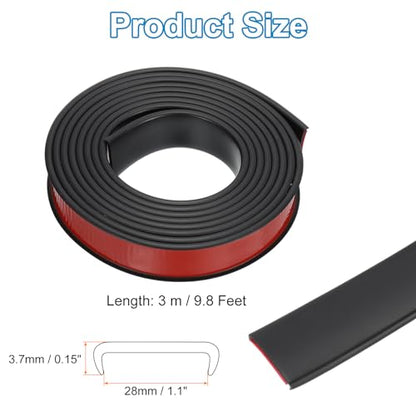 PATIKIL TPE U-Shape Edge Banding, 1-1/8 Inch x 9.8ft Self Adhesive Flexible Veneer Edging Trim Furniture Edge Protector for Shelf Cabinet Table Repair Restoration, Black - size: 9.8Ft x 1.1"