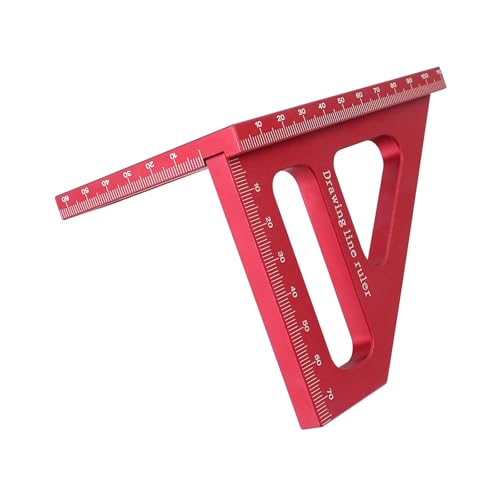 3D Multi-Angle Measuring Ruler,45/90 Degree Aluminum Alloy Woodworking Square Protractor,Drawing Line Ruler, Miter Triangle Ruler High Precision Layout Measuring Tool for Engineer Carpenter,R - color: Red (Metric)