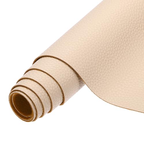 MECCANIXITY Faux Leather Fabric Sheets, 54x36 Inch Waterproof Solid Soft PU Synthetic Leather Sheet for Upholstery Replacement Renovate Furniture Bag Crafts DIY Sewings(Light Khaki) - color: Light Khaki