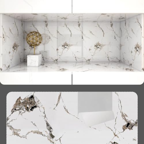 White Marble Contact Paper for Countertops 15.7"x118" - color: White, size: 15.7" x 118"