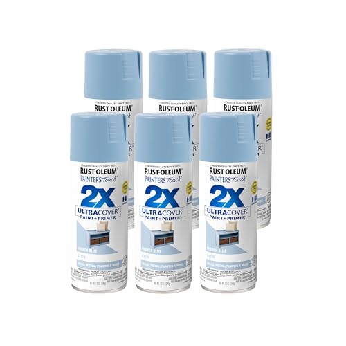 Rust-Oleum 334088-6PK Painter's Touch 2X Ultra Cover Spray Paint, 12 oz, Satin French Blue, 6 Pack - color: Satin French Blue, size: 12 Ounce (Pack of 6)