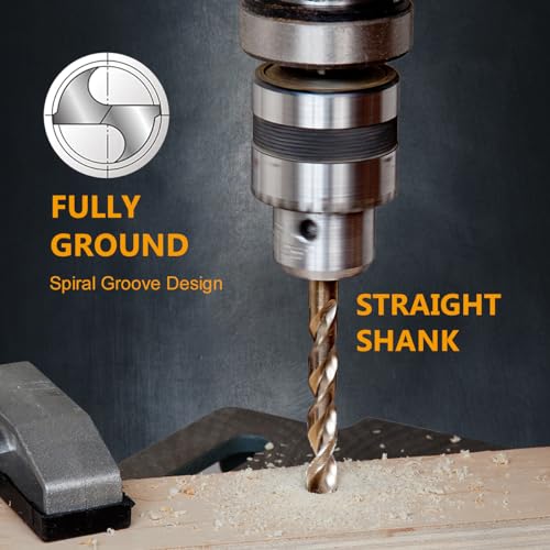 POWERTEC 1/2" & 3/8" Cobalt Drill Bits - 6 Pack - 5" & 6" Length - M35 HSS Jobber Length Twist Bits with 135° Tip for Drilling Wood, Metal, Stainless Steel, Nickel Alloy, Cast Iron & Plastic (QDB2100) - style: 6PK 1/2" & 3/8" Cobalt Drill Bits (M35 135°)