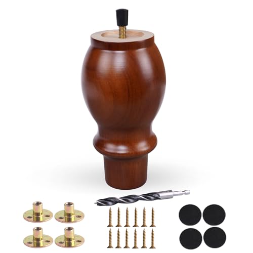 DWYL & LWYD Wood Furniture Legs 6 Inches Set of 4,Heavy Duty Rubber Wood Replacement Couch Legs Sofa Legs Cabinet Legs Dresser Legs Wooden Legs for Furniture (Walnut Finish,6 Inches Height) - color: Walnut, size: 6 Inch