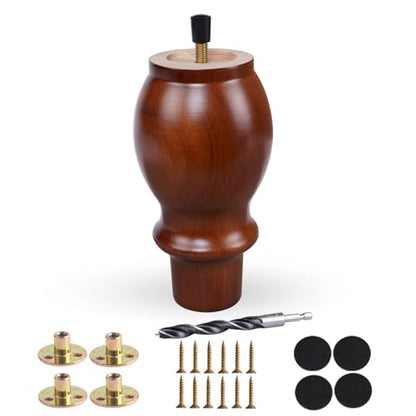 DWYL & LWYD Wood Furniture Legs 6 Inches Set of 4,Heavy Duty Rubber Wood Replacement Couch Legs Sofa Legs Cabinet Legs Dresser Legs Wooden Legs for Furniture (Walnut Finish,6 Inches Height) - color: Walnut, size: 6 Inch