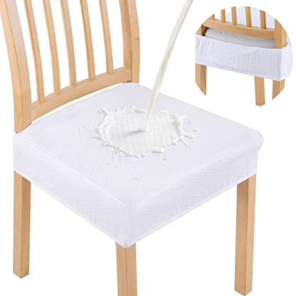 Smiry Waterproof Seat Covers for Dining Room Chairs, Set of 4 - color: White, size: Set of 4