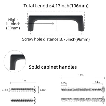 10 Pack 3.75 inch Matte Black Kitchen Cabinet Handles - color: Matte Black, size: 3-3/4 inch Hole Center