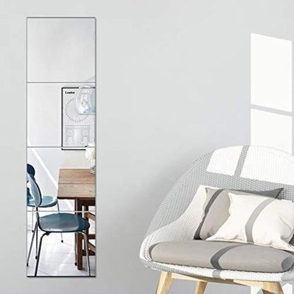 Glass Full Length Wall Mirror Tiles, 10" x 10" x 4PCS Home Gym Mirror - size: 10"x10"-4pcs