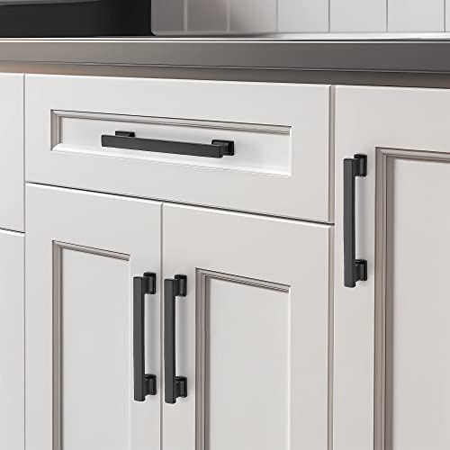 Matte Black Cabinet Pulls, 5 Inch (128mm), 10 Pack, Heavy Duty - color: Matte Black, size: 5" Hole Center