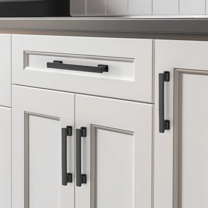 Matte Black Cabinet Pulls, 5 Inch (128mm), 10 Pack, Heavy Duty - color: Matte Black, size: 5" Hole Center