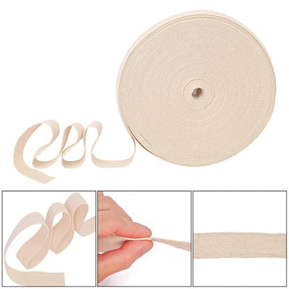 1 Inch Cotton Webbing Strap, 50 Yards Length Cotton Ribbon, Perfect Webbing Straps for Bags for Arts, Crafts and Sewing