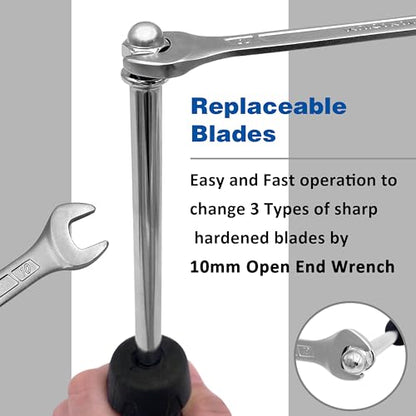 CHILI Hand Tools 3 IN 1 Stainless Steel Shave Hook Scraper Set, Wood Painting Remover, 9" Length with Replacement Blades (Triangle + Combination + Heart) for Home Improvement, Made In Taiwan - size: 3 in 1 Scraper + 6 PC Replacement Blades