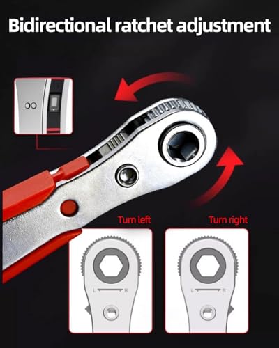 11pc Mini Right Angle Ratchet Screwdriver with 10 Bits, Manual Offset Tool with 1/4 in Hex Interface for Tight Spaces, Red - color: Red, size: 1pc Handle with 10 Bits
