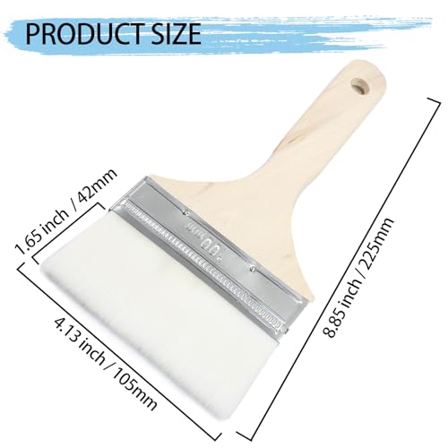 4 Inch Wide Wool Paint Brushes, Set of 2 for DIY and Furniture - size: 4 Inch
