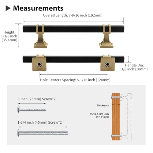 25 Pack 5 Inch Black and Champagne Bronze Cabinet Pulls - color: Black & Champagne Bronze, size: 5 inch (128mm) Hole Center Pull